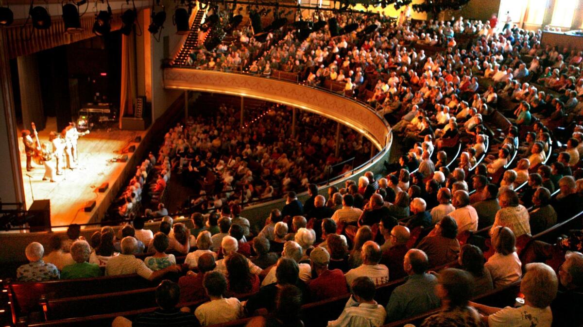 Ryman Auditorium interior during a live performance